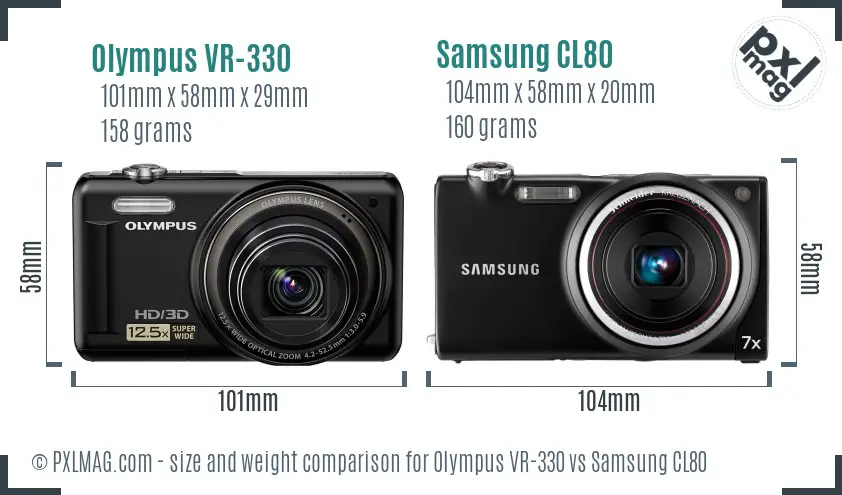 Olympus VR-330 vs Samsung CL80 size comparison