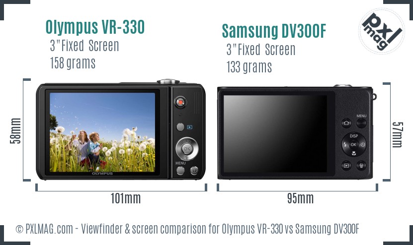 Olympus VR-330 vs Samsung DV300F Screen and Viewfinder comparison