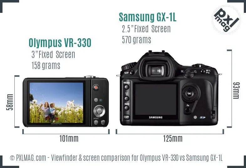 Olympus VR-330 vs Samsung GX-1L Screen and Viewfinder comparison