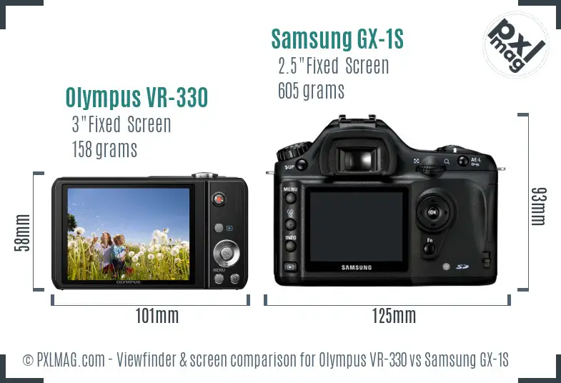 Olympus VR-330 vs Samsung GX-1S Screen and Viewfinder comparison