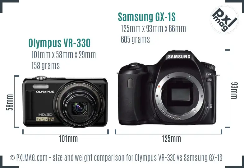 Olympus VR-330 vs Samsung GX-1S size comparison