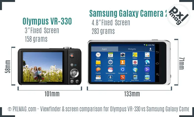 Olympus VR-330 vs Samsung Galaxy Camera 2 Screen and Viewfinder comparison Olympus VR-330 vs Samsung Galaxy Camera 2 Screen and Viewfinder comparison