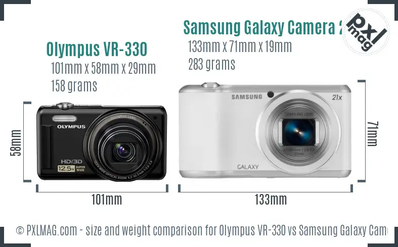 Olympus VR-330 vs Samsung Galaxy Camera 2 size comparison Olympus VR-330 vs Samsung Galaxy Camera 2 size comparison