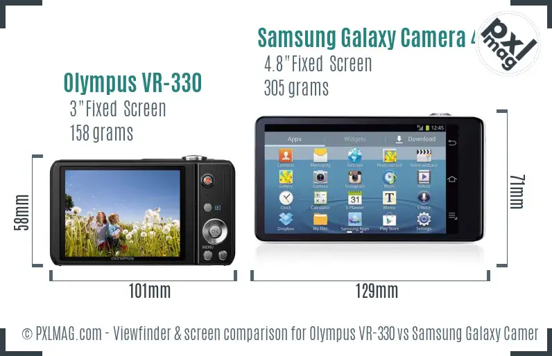 Olympus VR-330 vs Samsung Galaxy Camera 4G Screen and Viewfinder comparison