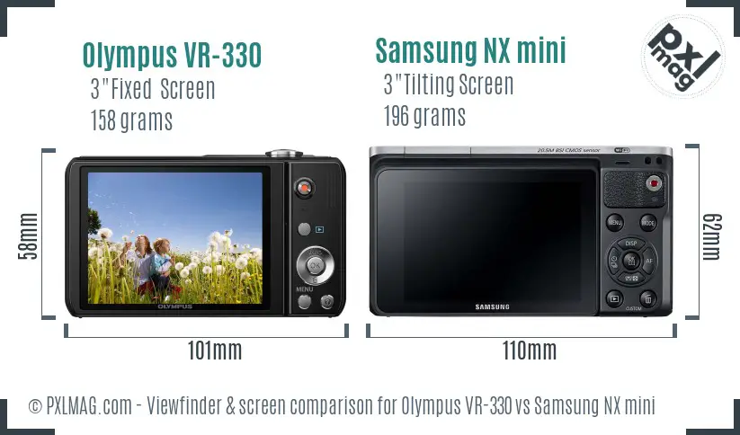 Olympus VR-330 vs Samsung NX mini Screen and Viewfinder comparison