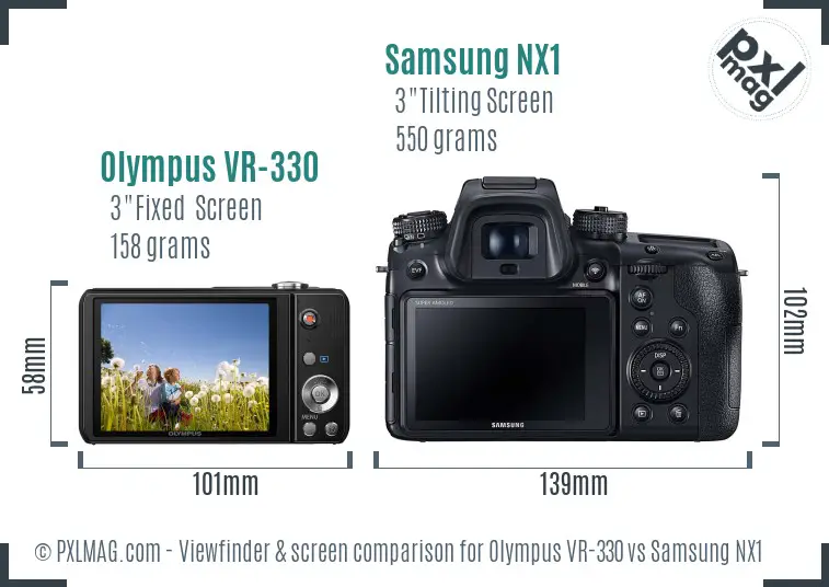 Olympus VR-330 vs Samsung NX1 Screen and Viewfinder comparison