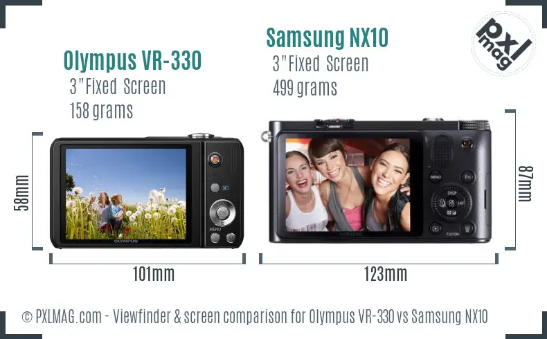 Olympus VR-330 vs Samsung NX10 Screen and Viewfinder comparison Olympus VR-330 vs Samsung NX10 Screen and Viewfinder comparison