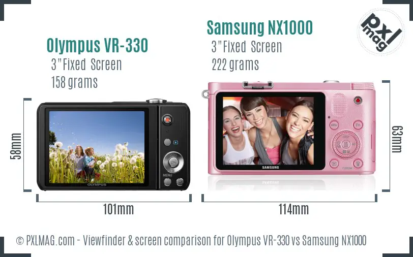 Olympus VR-330 vs Samsung NX1000 Screen and Viewfinder comparison