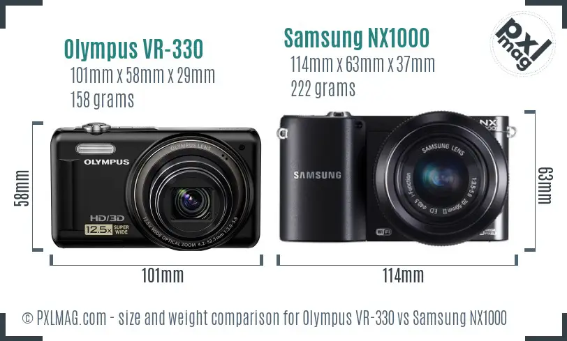 Olympus VR-330 vs Samsung NX1000 size comparison