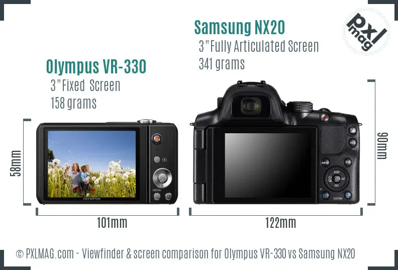 Olympus VR-330 vs Samsung NX20 Screen and Viewfinder comparison