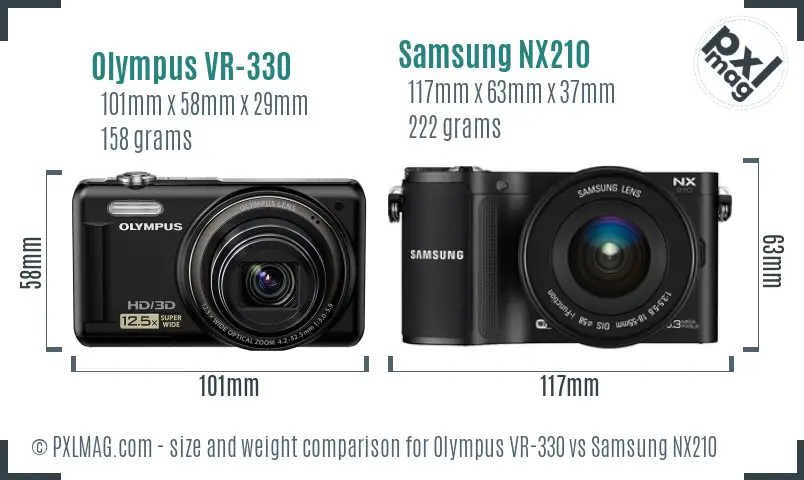Olympus VR-330 vs Samsung NX210 size comparison