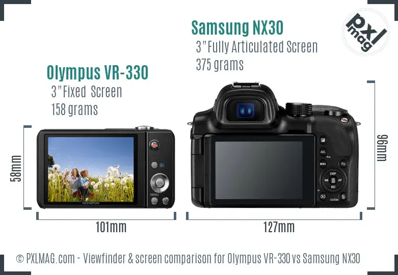 Olympus VR-330 vs Samsung NX30 Screen and Viewfinder comparison