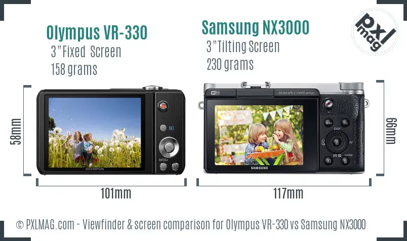 Olympus VR-330 vs Samsung NX3000 Screen and Viewfinder comparison