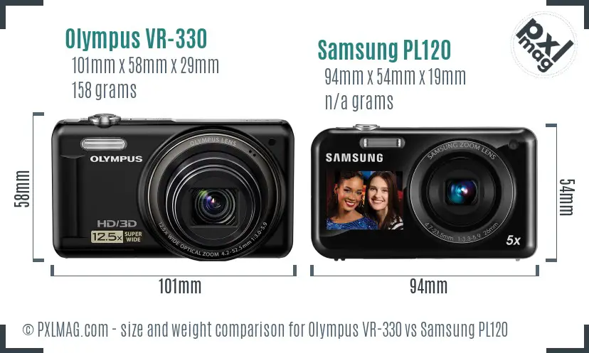 Olympus VR-330 vs Samsung PL120 size comparison