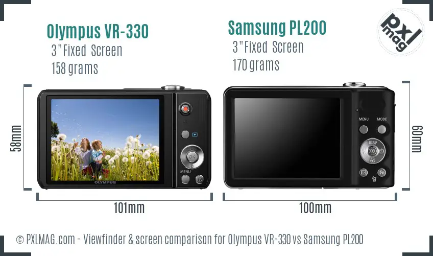 Olympus VR-330 vs Samsung PL200 Screen and Viewfinder comparison