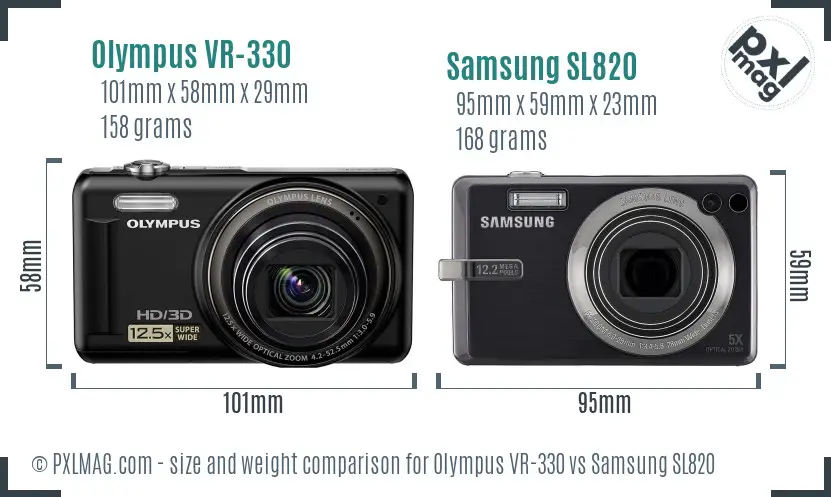 Olympus VR-330 vs Samsung SL820 size comparison