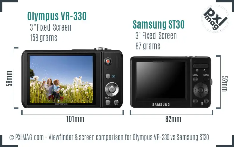 Olympus VR-330 vs Samsung ST30 Screen and Viewfinder comparison Olympus VR-330 vs Samsung ST30 Screen and Viewfinder comparison