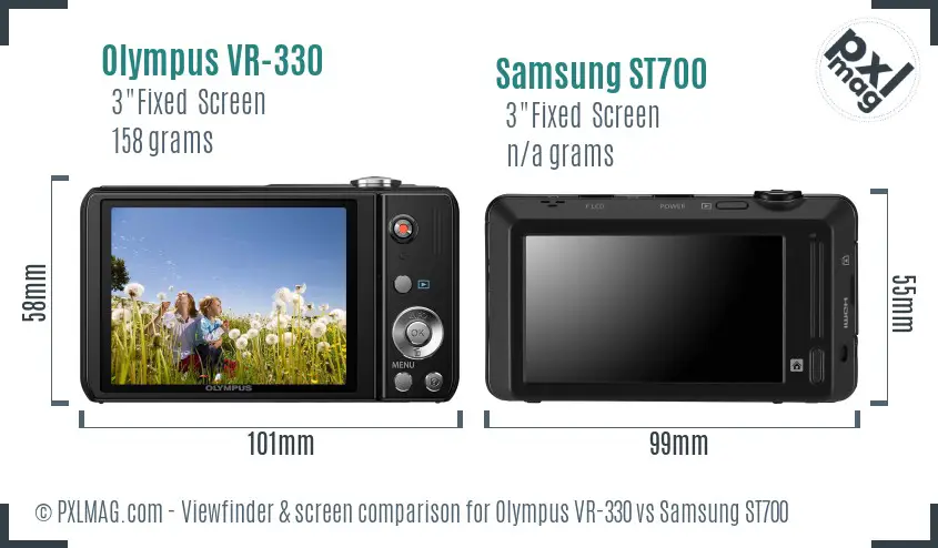 Olympus VR-330 vs Samsung ST700 Screen and Viewfinder comparison