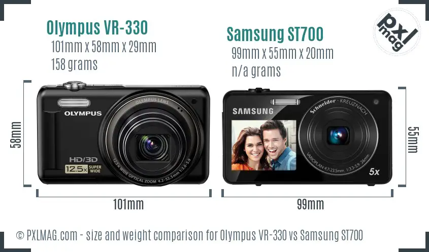 Olympus VR-330 vs Samsung ST700 size comparison