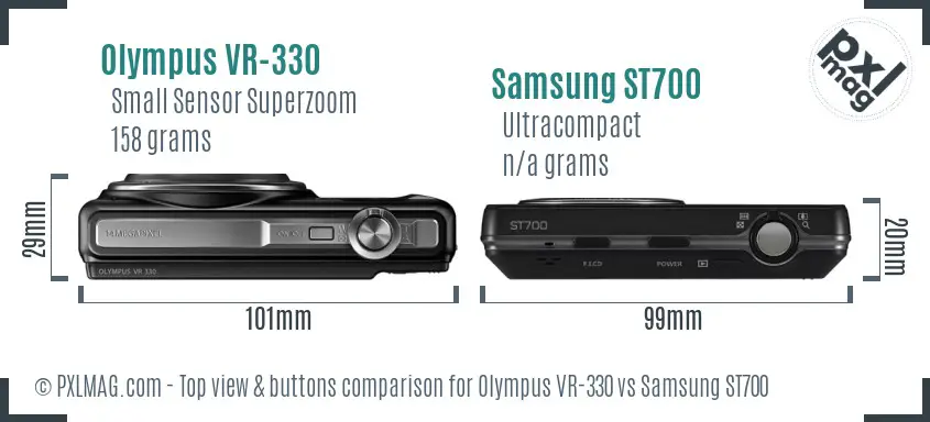 Olympus VR-330 vs Samsung ST700 top view buttons comparison