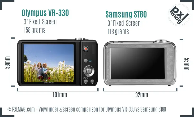 Olympus VR-330 vs Samsung ST80 Screen and Viewfinder comparison