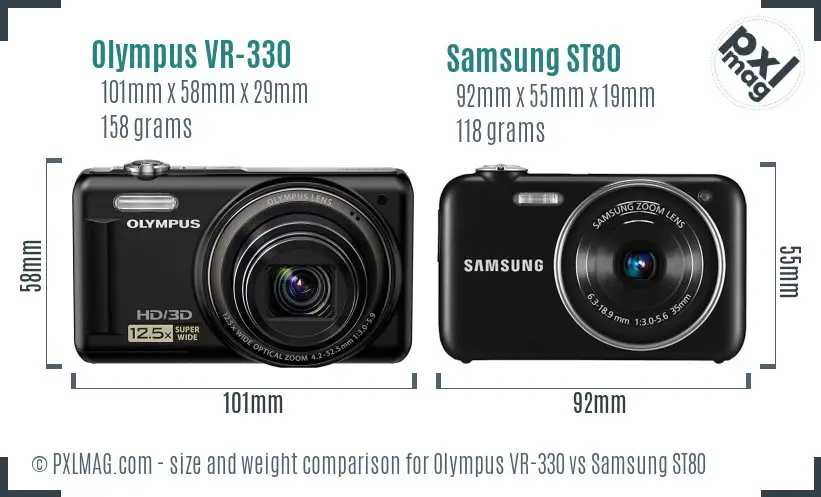 Olympus VR-330 vs Samsung ST80 size comparison