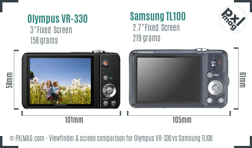 Olympus VR-330 vs Samsung TL100 Screen and Viewfinder comparison