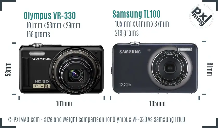 Olympus VR-330 vs Samsung TL100 size comparison Olympus VR-330 vs Samsung TL100 size comparison