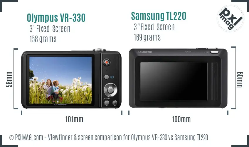 Olympus VR-330 vs Samsung TL220 Screen and Viewfinder comparison