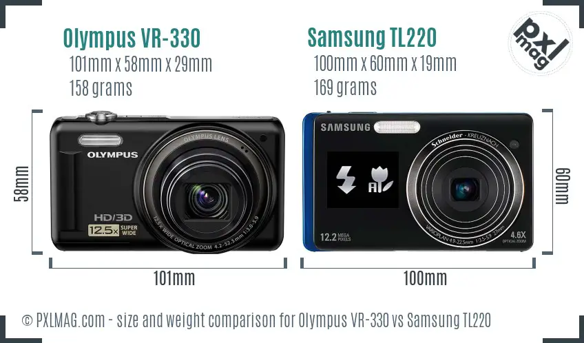 Olympus VR-330 vs Samsung TL220 size comparison