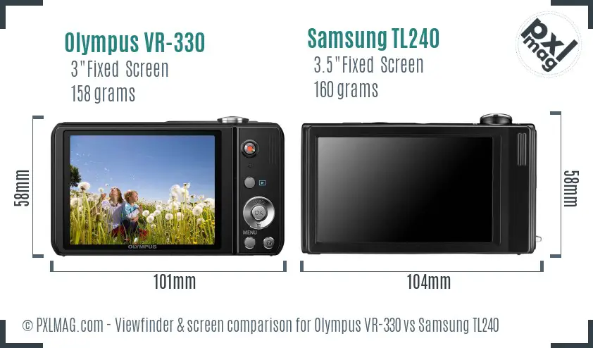 Olympus VR-330 vs Samsung TL240 Screen and Viewfinder comparison