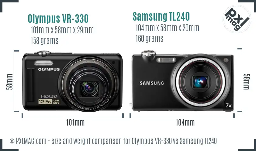 Olympus VR-330 vs Samsung TL240 size comparison