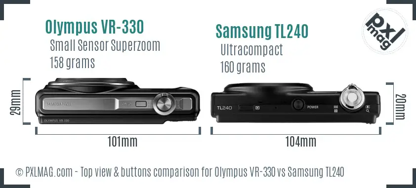 Olympus VR-330 vs Samsung TL240 top view buttons comparison