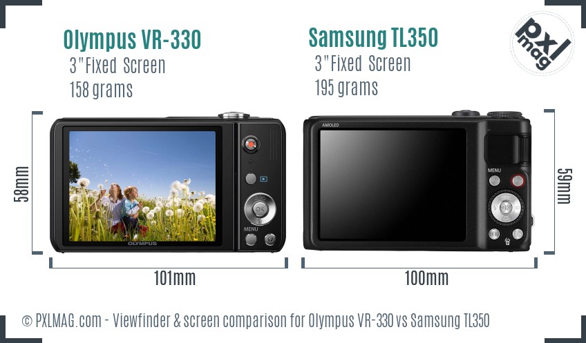 Olympus VR-330 vs Samsung TL350 Screen and Viewfinder comparison