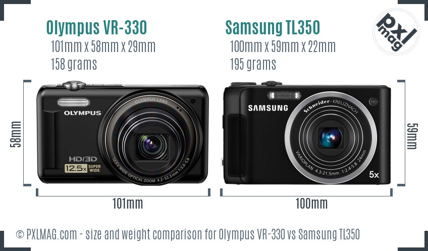 Olympus VR-330 vs Samsung TL350 size comparison Olympus VR-330 vs Samsung TL350 size comparison