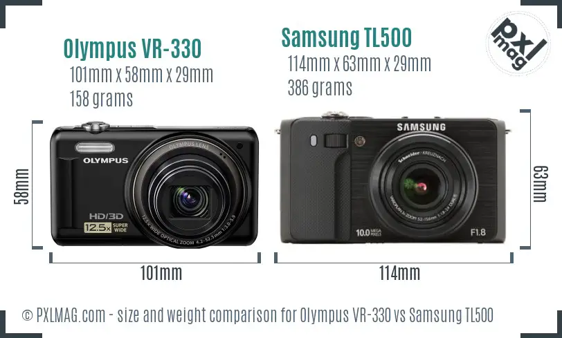 Olympus VR-330 vs Samsung TL500 size comparison