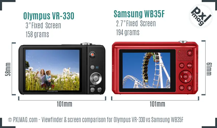 Olympus VR-330 vs Samsung WB35F Screen and Viewfinder comparison