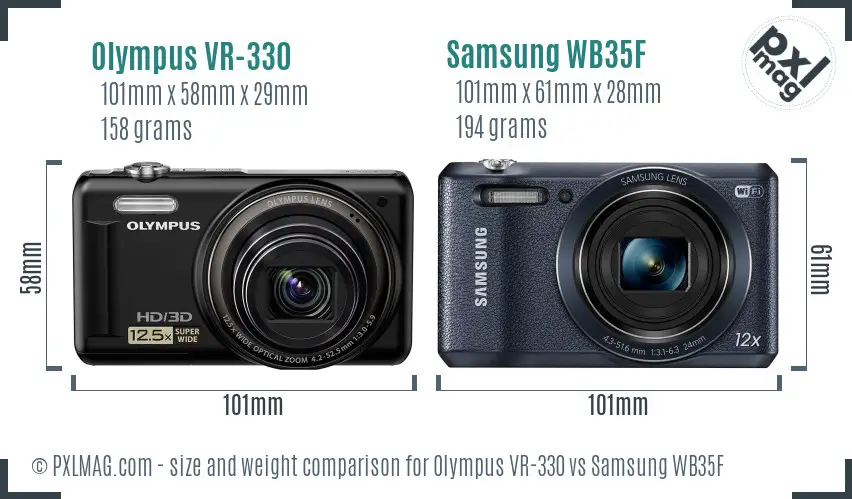 Olympus VR-330 vs Samsung WB35F size comparison