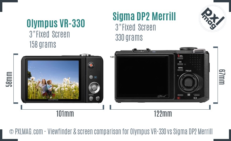 Olympus VR-330 vs Sigma DP2 Merrill Screen and Viewfinder comparison