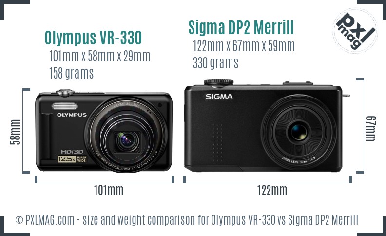 Olympus VR-330 vs Sigma DP2 Merrill size comparison Olympus VR-330 vs Sigma DP2 Merrill size comparison