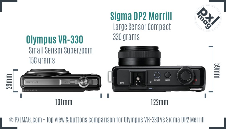 Olympus VR-330 vs Sigma DP2 Merrill top view buttons comparison