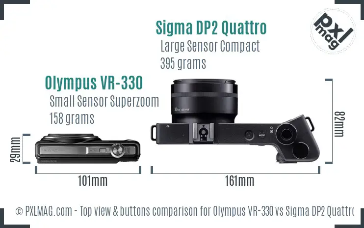 Olympus VR-330 vs Sigma DP2 Quattro top view buttons comparison