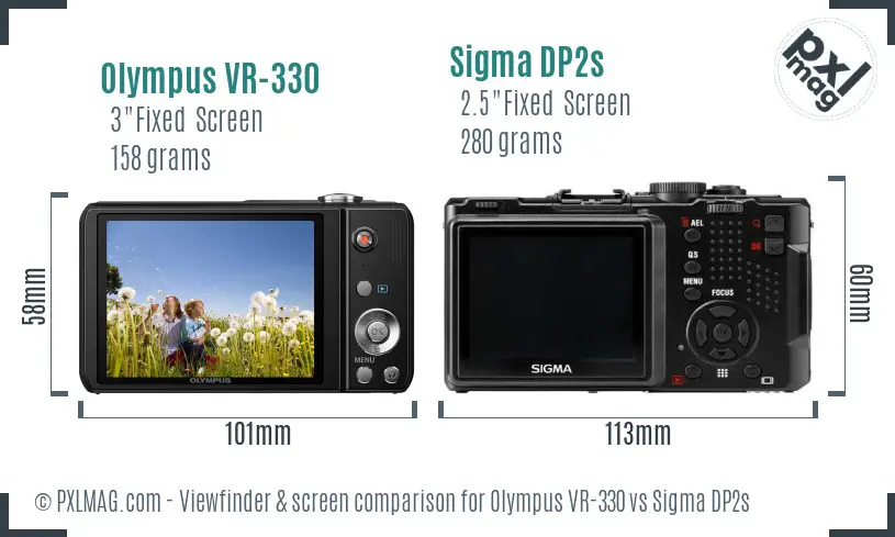 Olympus VR-330 vs Sigma DP2s Screen and Viewfinder comparison