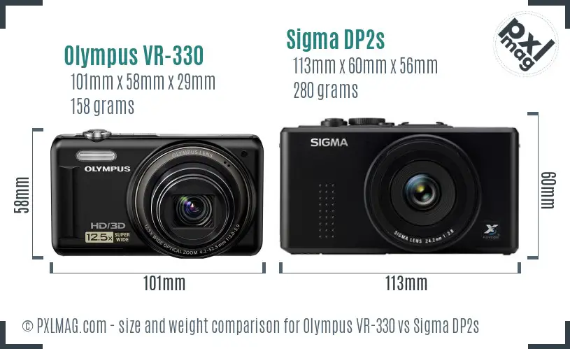 Olympus VR-330 vs Sigma DP2s size comparison