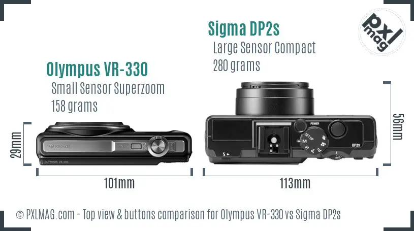 Olympus VR-330 vs Sigma DP2s top view buttons comparison