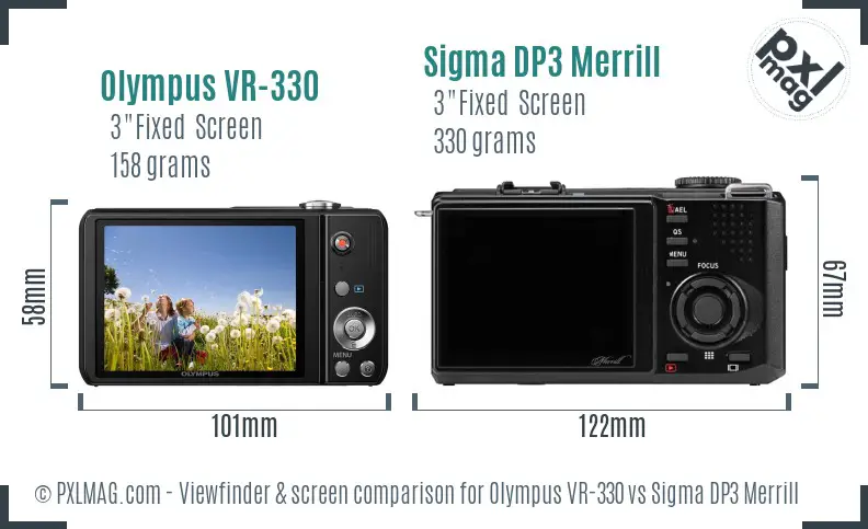 Olympus VR-330 vs Sigma DP3 Merrill Screen and Viewfinder comparison