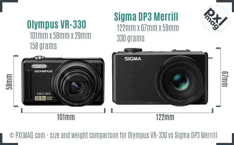 Olympus VR-330 vs Sigma DP3 Merrill size comparison