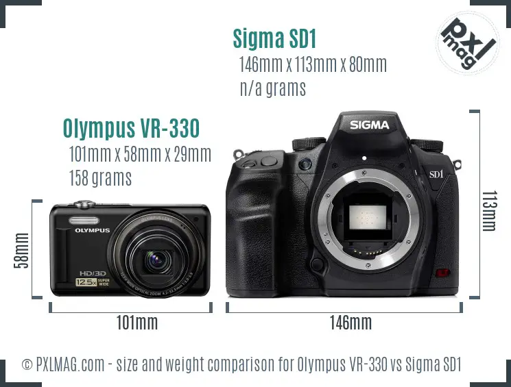 Olympus VR-330 vs Sigma SD1 size comparison Olympus VR-330 vs Sigma SD1 size comparison