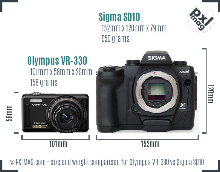 Olympus VR-330 vs Sigma SD10 size comparison