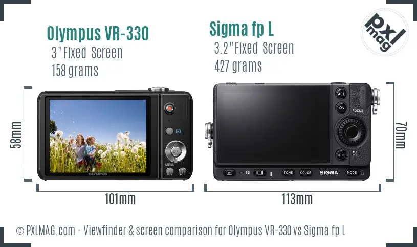 Olympus VR-330 vs Sigma fp L Screen and Viewfinder comparison